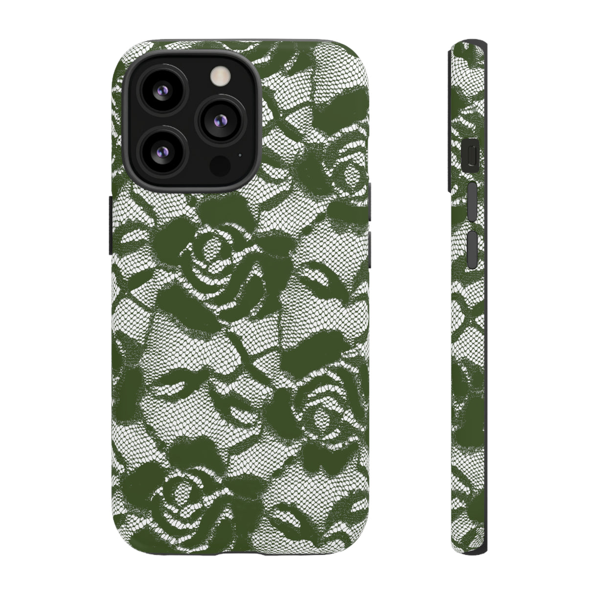 Green Lace Gothic Flower - Protective Phone Case