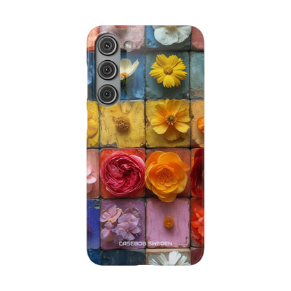 Vibrant Floral Tiles - Slim Samsung S23 Phone Case