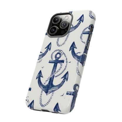 Navy Anchor Tapestry iPhone 14 - Tough