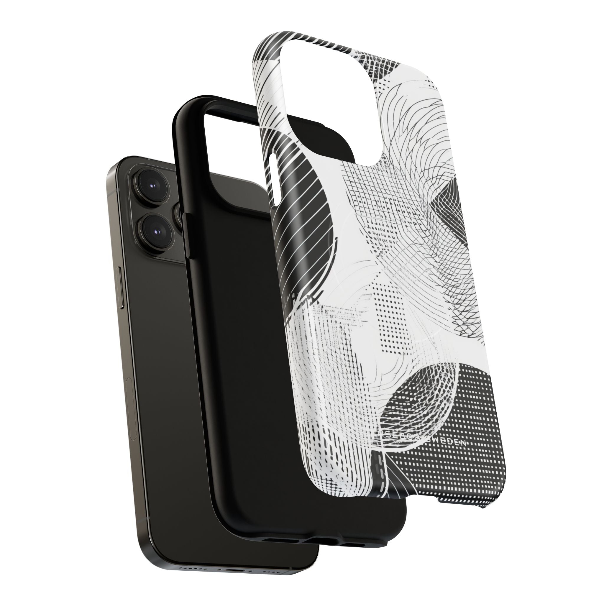 Geometric Monochrome Flow iPhone 14 | Tough+ Phone Case