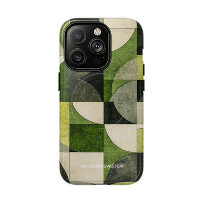 Green Geometric Harmony - Tough + MagSafe® iPhone 14 Phone Case