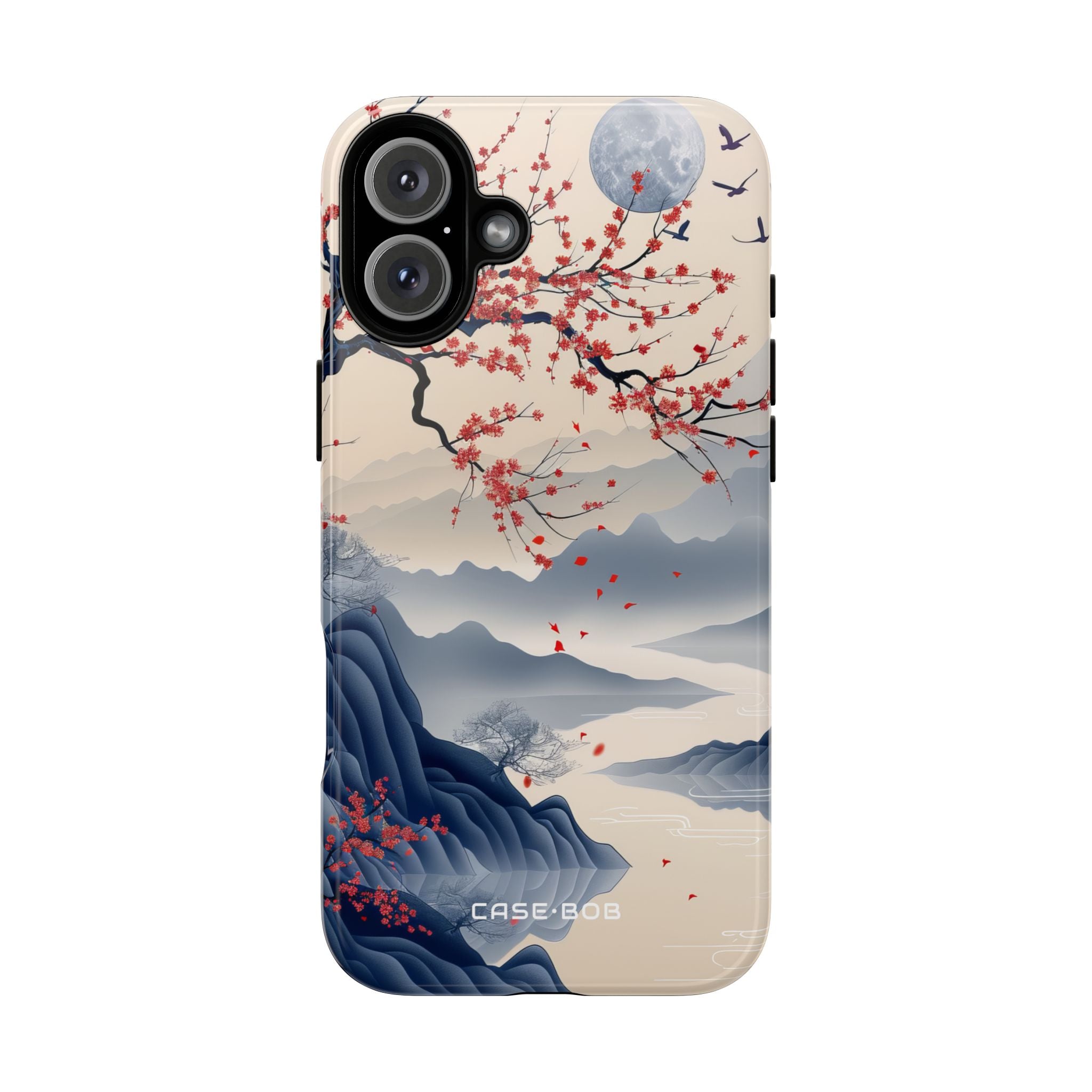 Crimson Blossom Moon iPhone 16 Plus Case - Tough