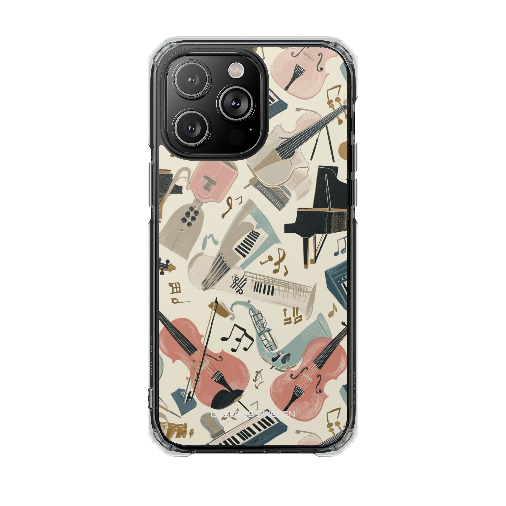 Beige Musical Instruments Pattern - Clear Impact iPhone 14 Phone Case