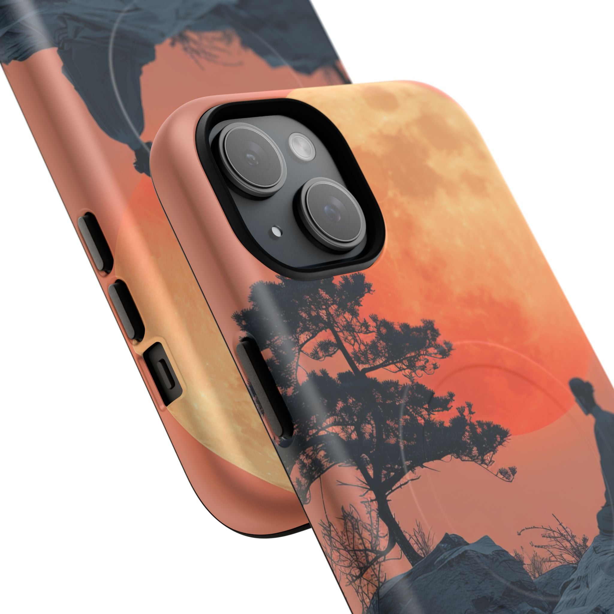 Zen Tranquility Under a Red Moon iPhone 15 | Tough+ Phone Case