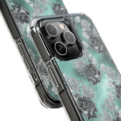 Teal Floral Elegance iPhone Case - Impact