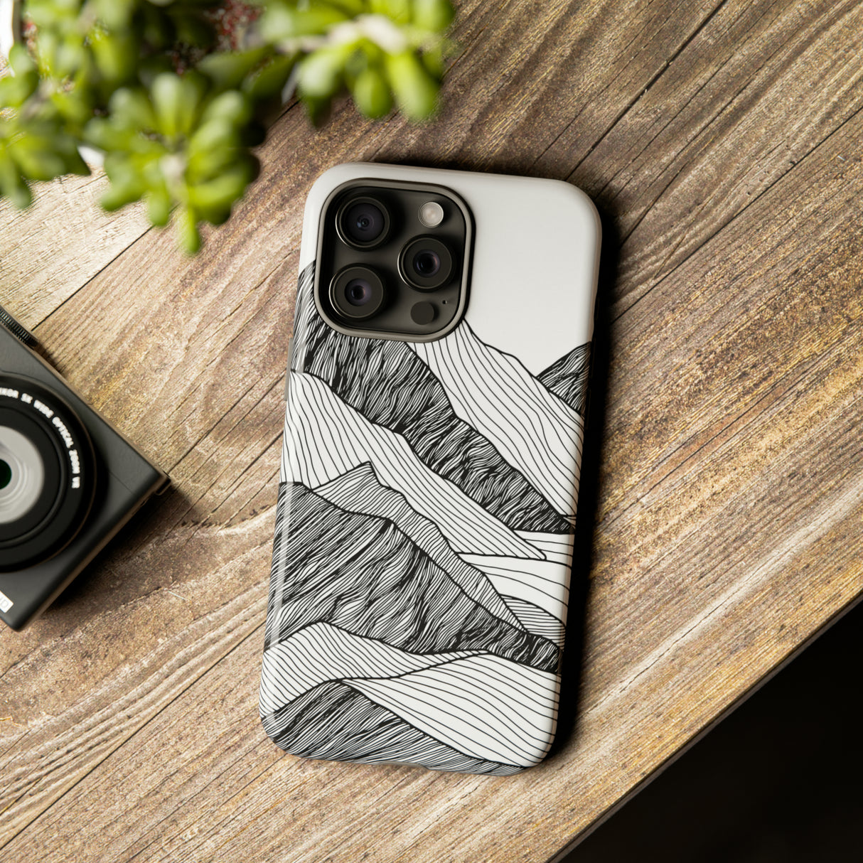 Abstract Mountain Line Art - Protective Phone Case