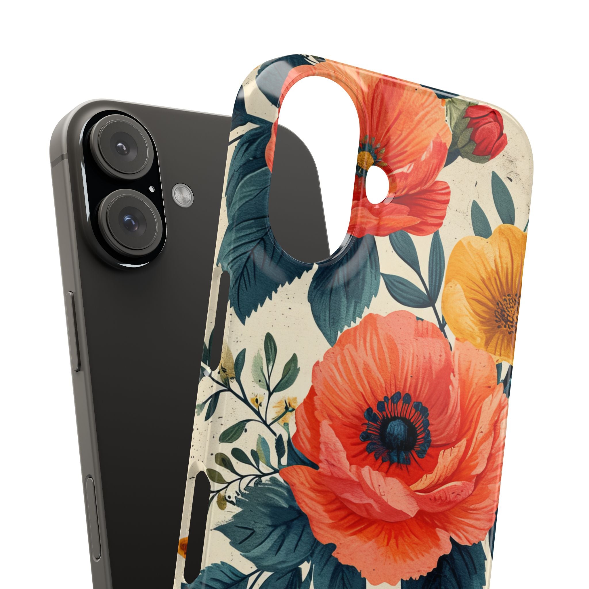 Vibrant Botanical Poppies - Slim iPhone 16 Phone Case