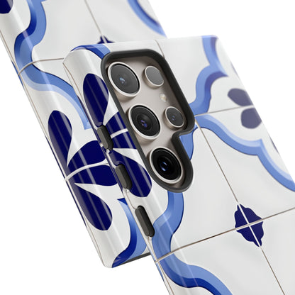 Elegant Blue Floral Geometric Tile Samsung S24 - Tough