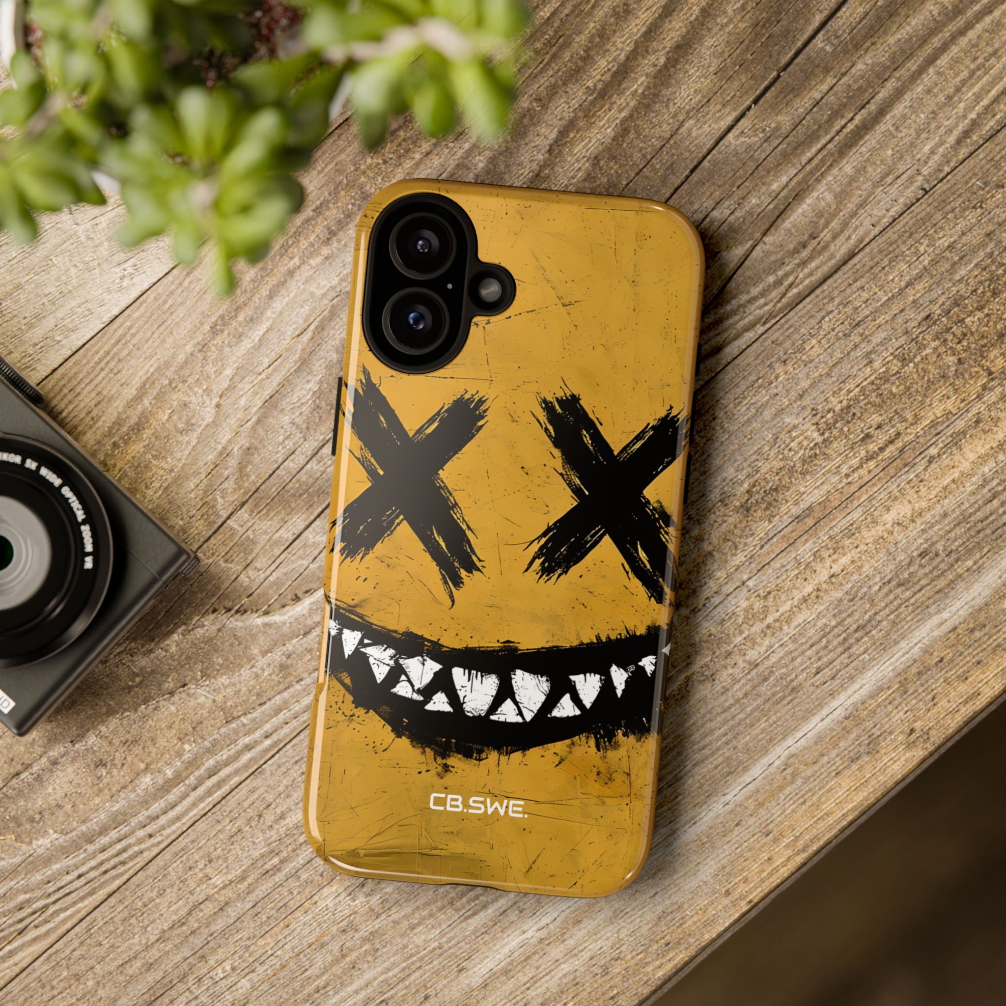 Sinister Smiling Face Grunge Illustration iPhone 16 - Tough