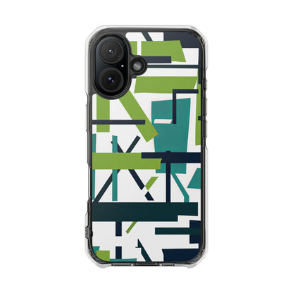 Green Geometry Glide iPhone 16 - Clear Impact Phone Case