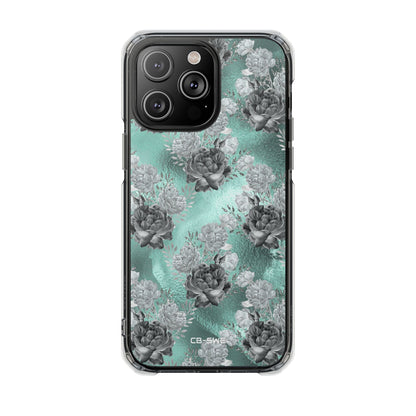 Teal Floral Elegance iPhone Case - Impact