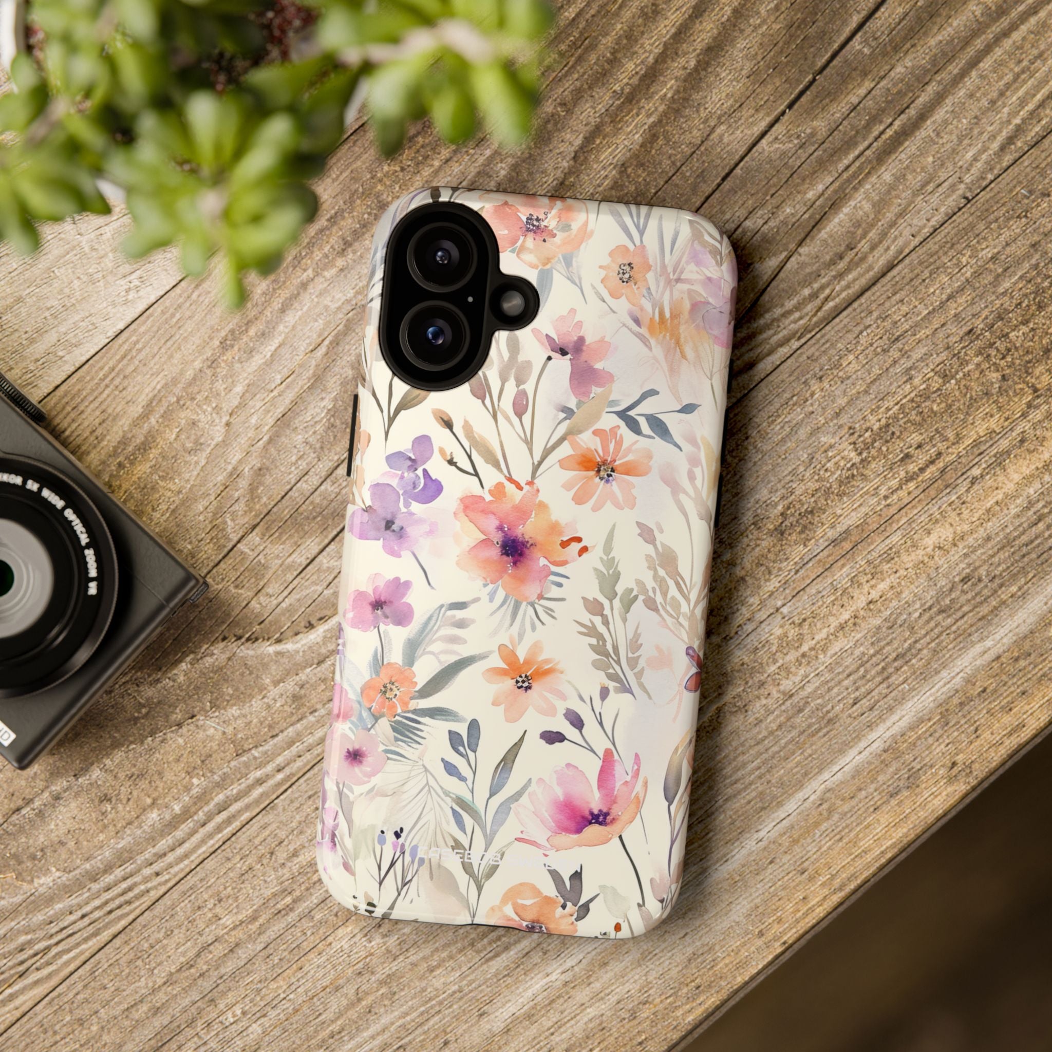 Soft Pink Floral Watercolor Design - Tough iPhone 16 Phone Case