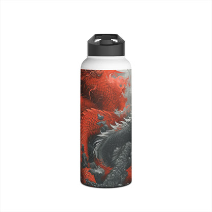 Twin Dragons Dance - Stainless Steel Water Bottle