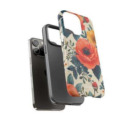 Vibrant Botanical Poppies - Tough iPhone 14 Phone Case