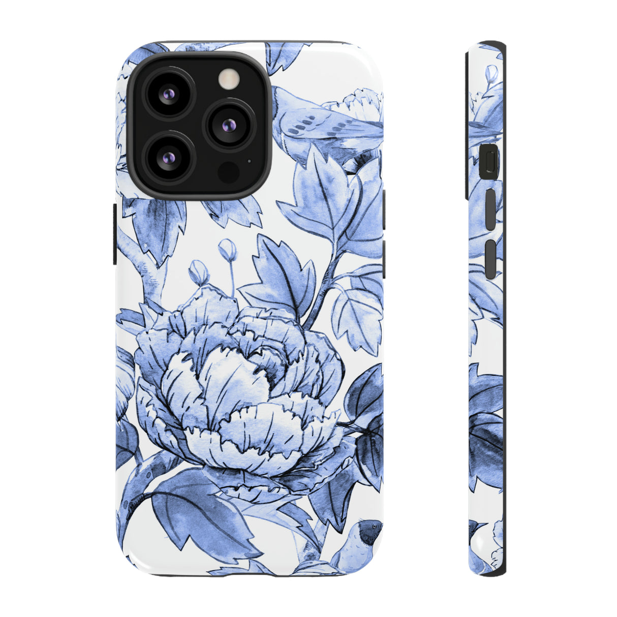 Watercolor Blue Floral - Protective Phone Case