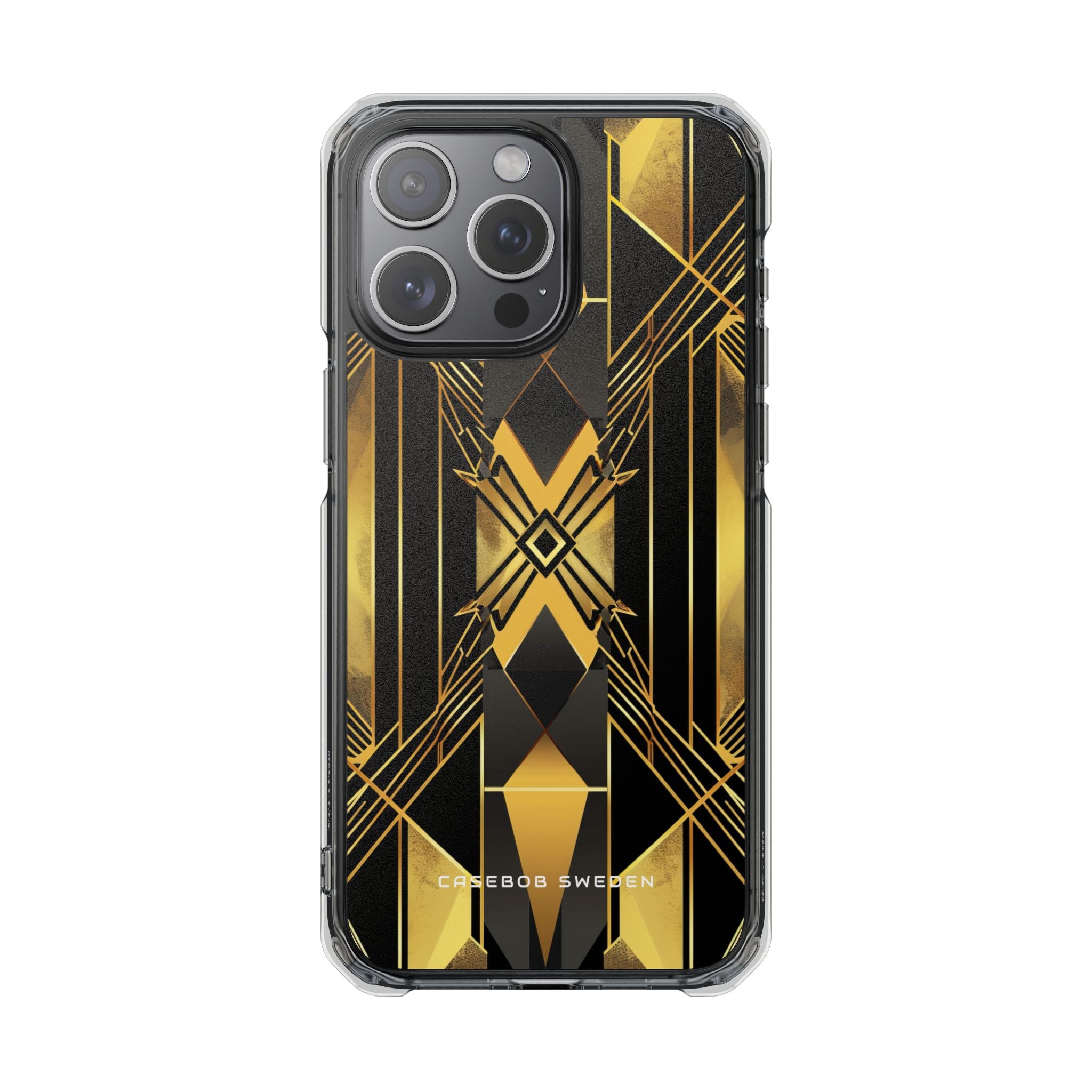 Golden Geometric Elegance iPhone 15 - Clear Impact Phone Case