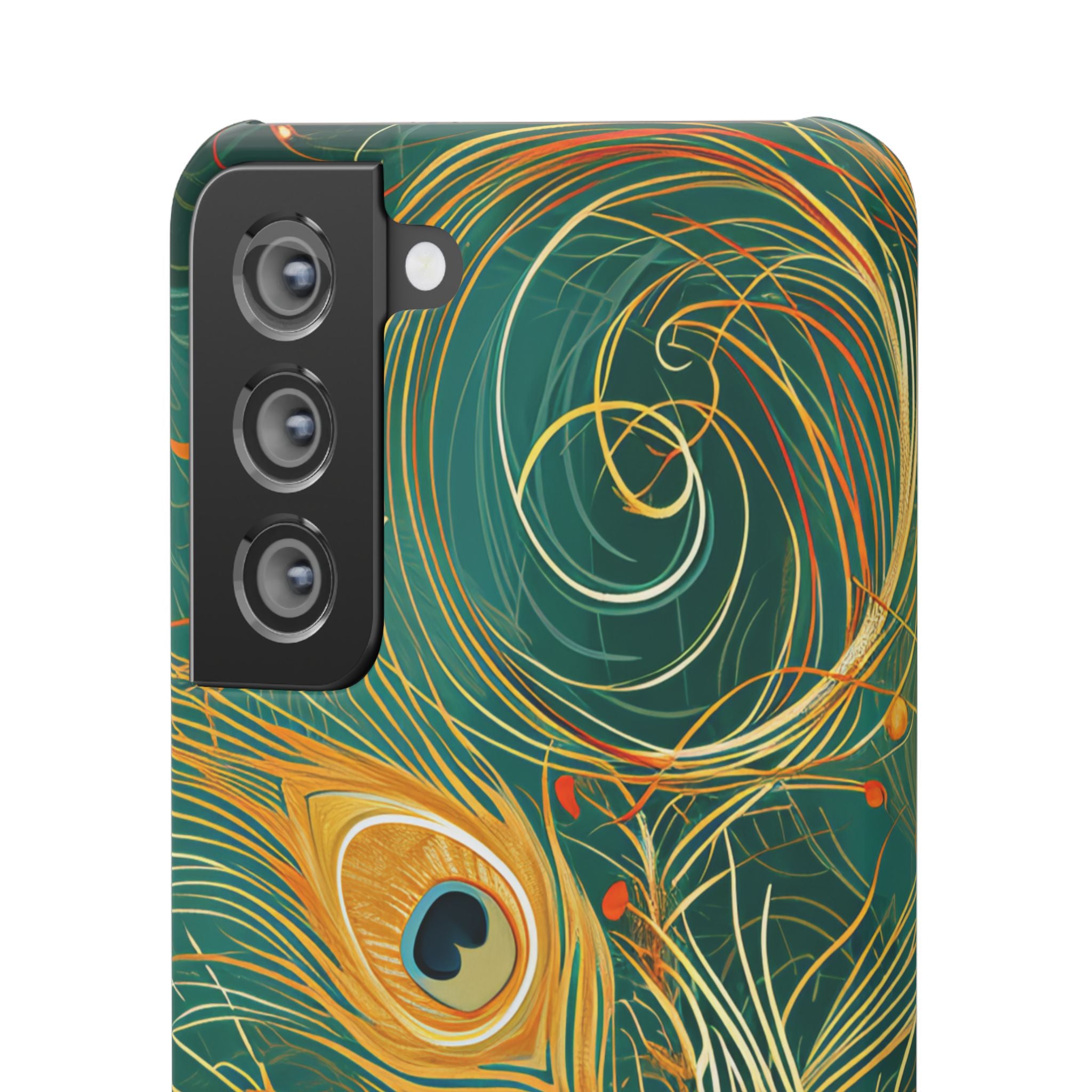 Peacock Elegance in Teal and Gold Samsung S21 - Slim Phone Case