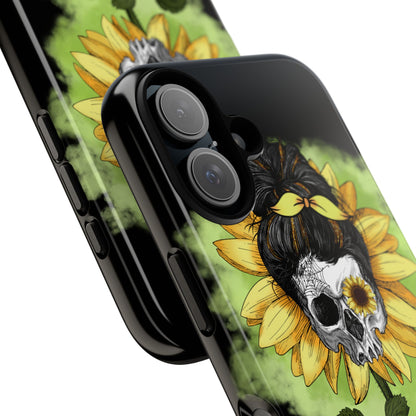 Sunflower Skull iPhone 16 Case - Tough