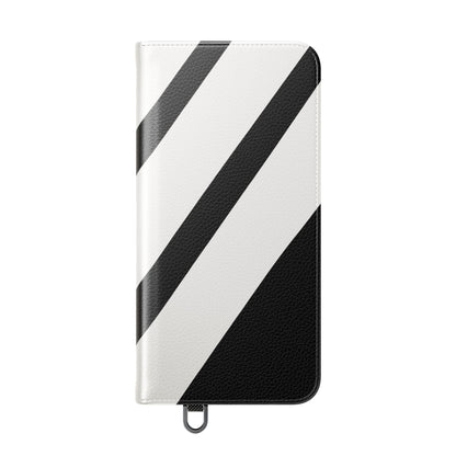Diagonal Stripes BlackWhite - Samsung S25+ Case - Wallet