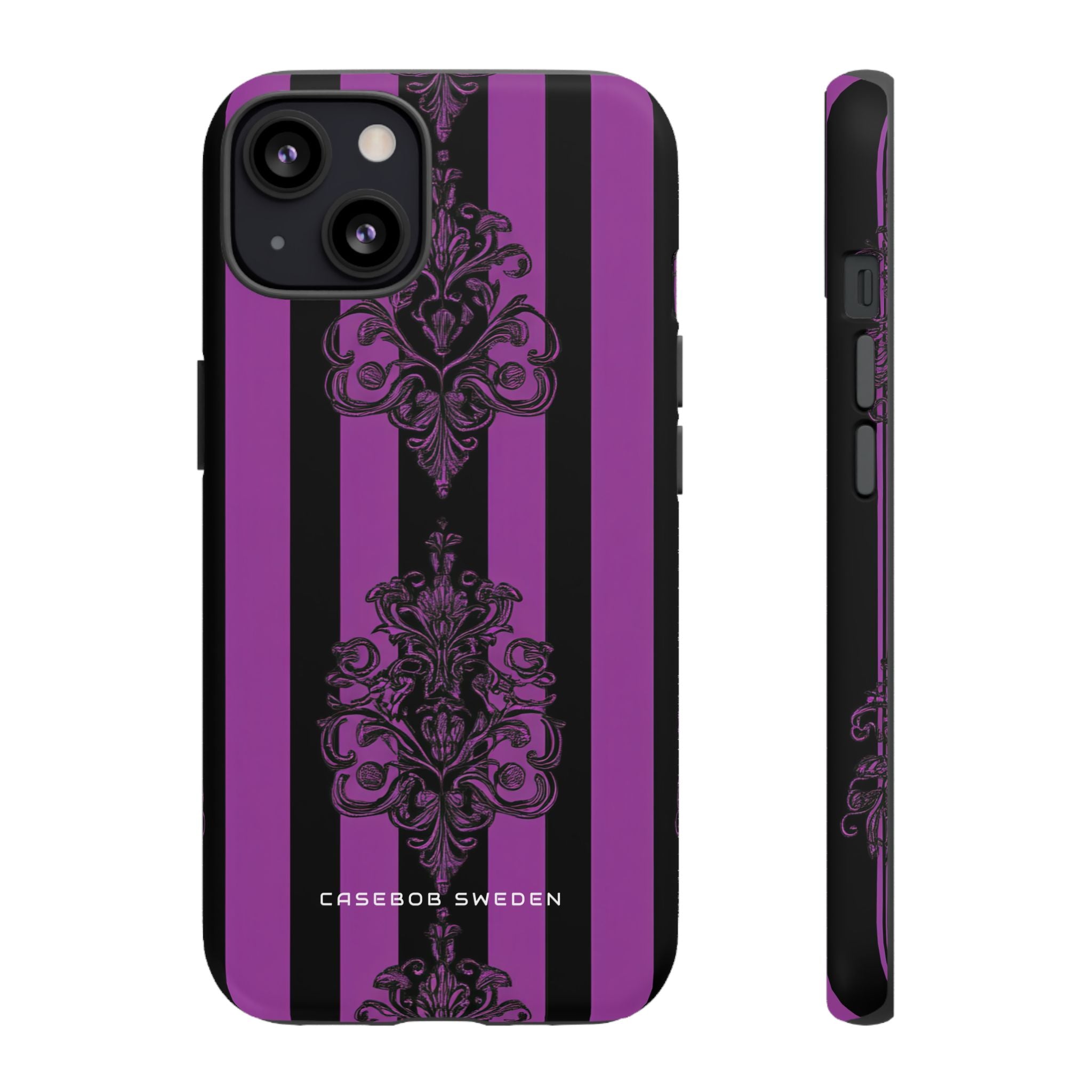 Gothic Elegance with Vertical Stripes and Ornamental Motifs iPhone 13 - Tough Phone Case