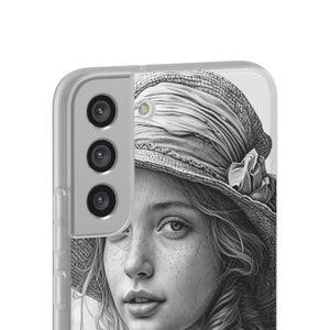 Serene Sketch Portrait | Flexible Phone Case for Samsung Galaxy