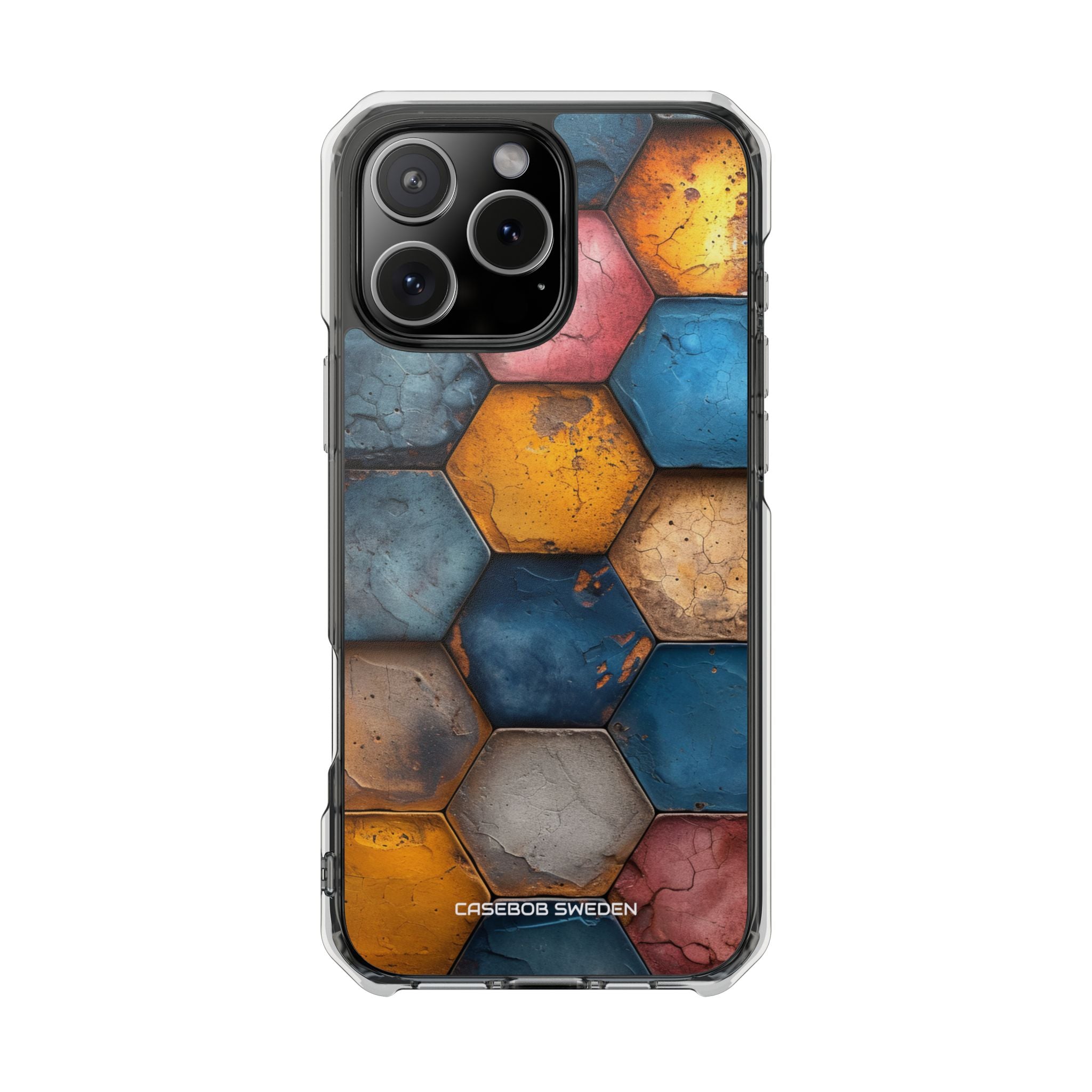 Rustic Geometric Tiles - Clear Impact iPhone 16 Phone Case