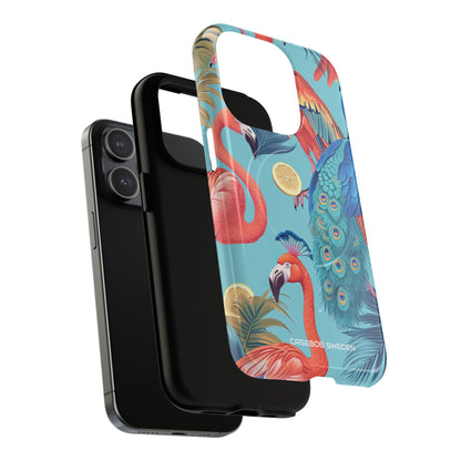 Tropical Flamingo Bliss - Tough + MagSafe® iPhone 15 Phone Case