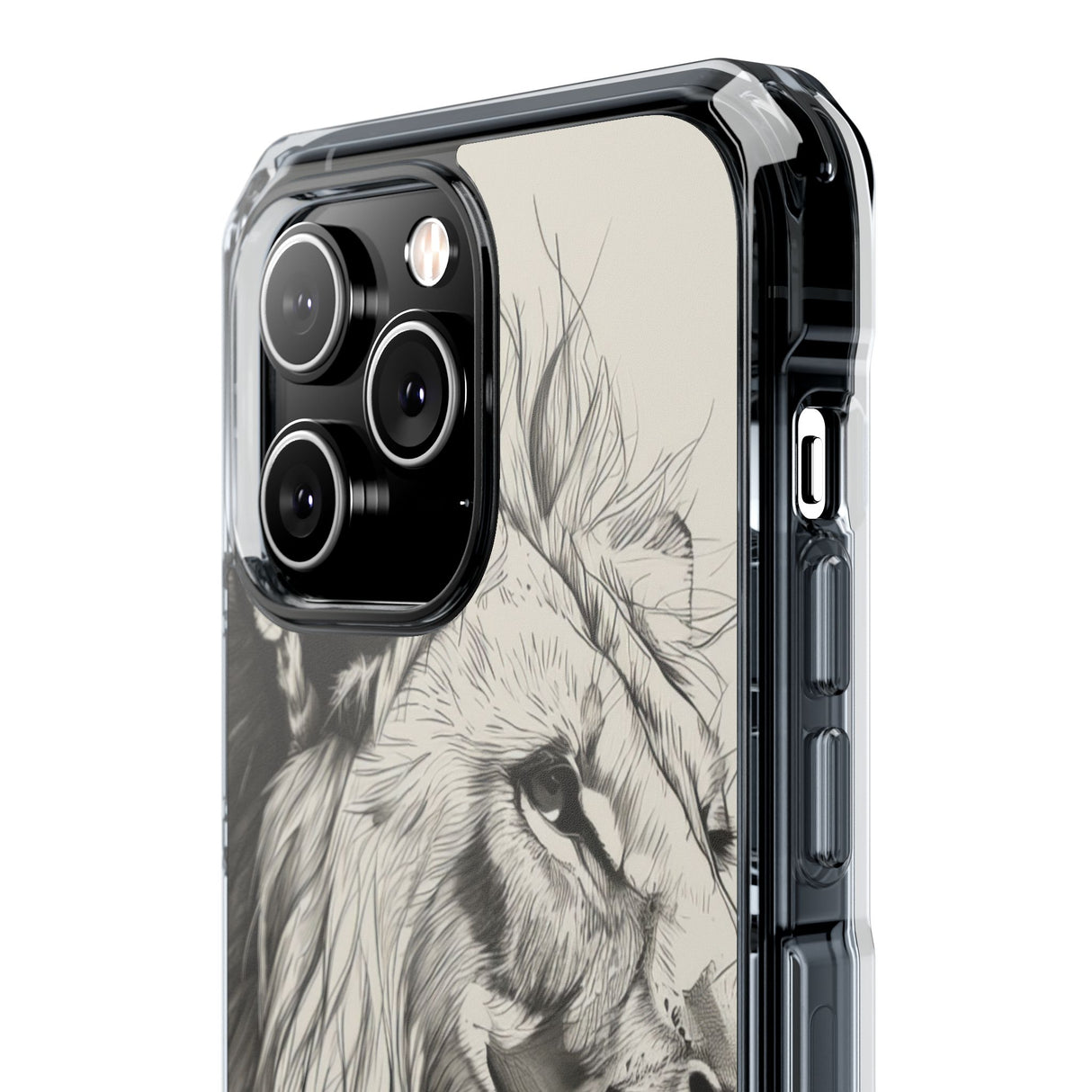 Majestic Linework Lion - Phone Case for iPhone (Clear Impact - Magnetic)