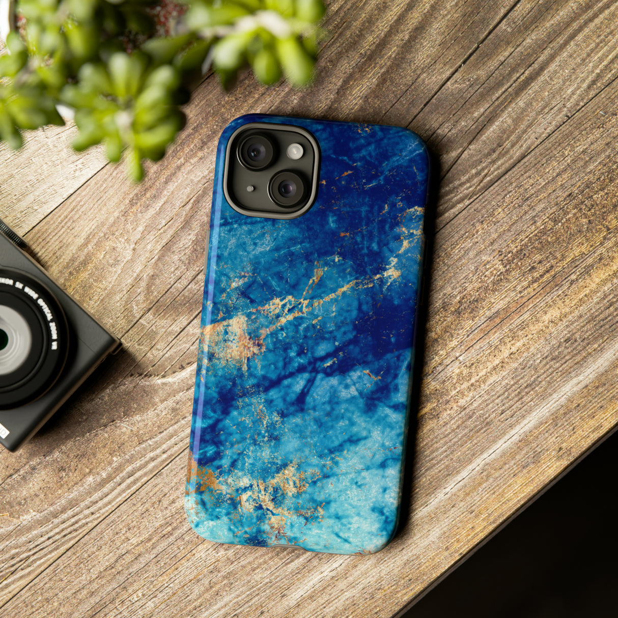 Blue Marble Background - Protective Phone Case