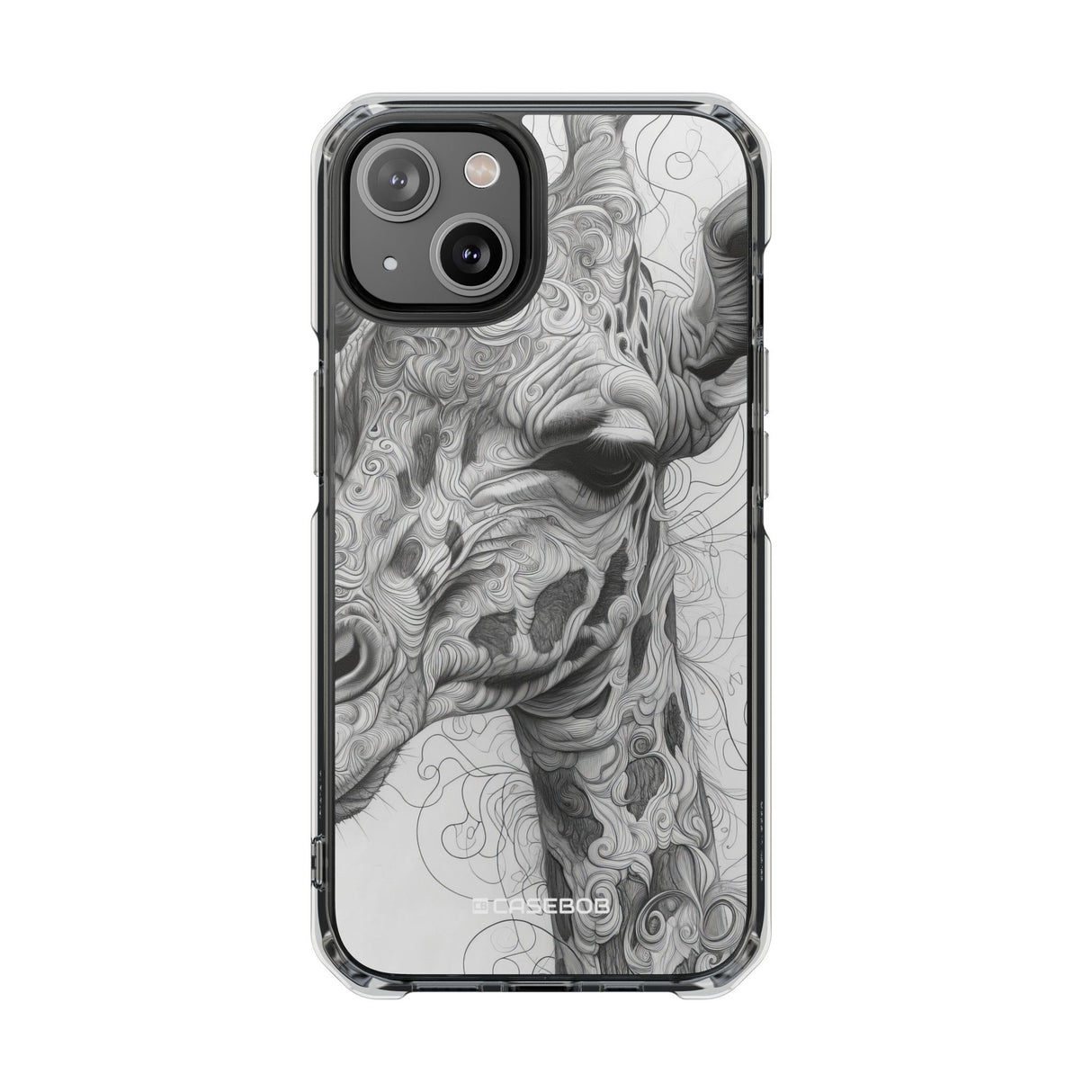 Monochrome Giraffe - Phone Case for iPhone (Clear Impact - Magnetic)