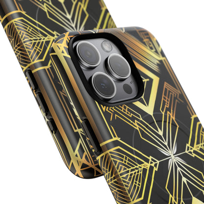 Golden Geometric Opulence iPhone 15 | Tough+ Phone Case