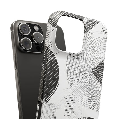 Geometric Monochrome Flow iPhone 16 - Slim Phone Case