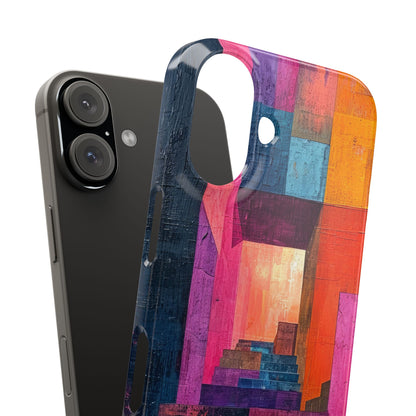 Pink Orange Geometry - Slim iPhone 16 Phone Case