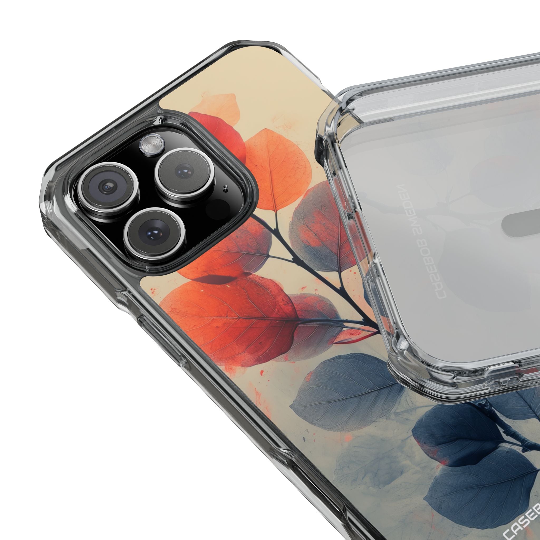 Orange Gray Leaves - Clear Impact iPhone 16 Phone Case