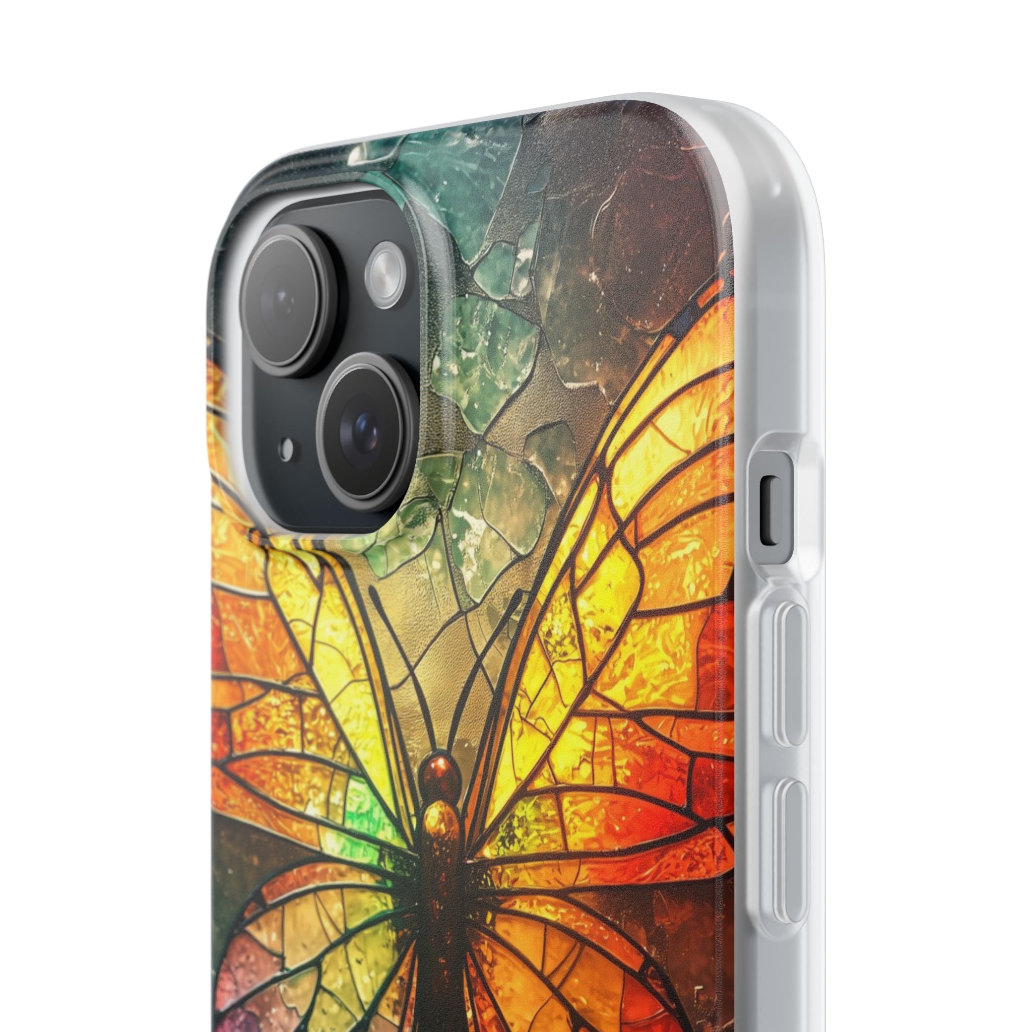 Stained Glass Butterfly iPhone 15 Case - Soft