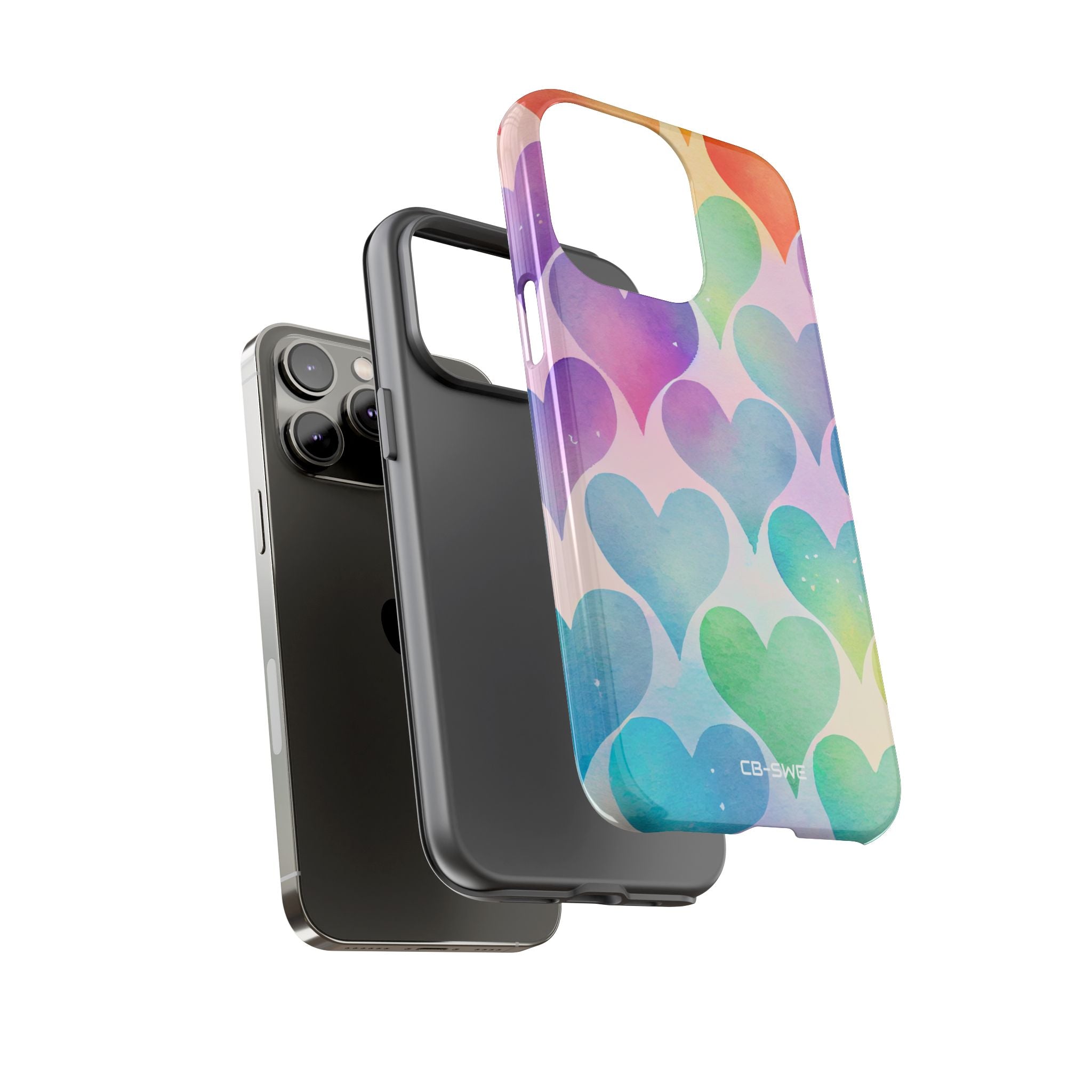 Watercolor Heart Symphony - iPhone Case