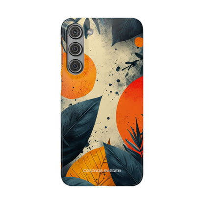 Tropical Blue Leaves - Slim Samsung S23 Phone Case