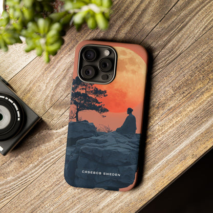 Zen Tranquility Under a Red Moon iPhone 15 - Tough Phone Case