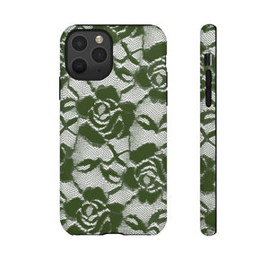 Green Lace Gothic Flower - Protective Phone Case