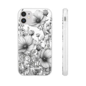 Monochrome Flora | Flexible Phone Case for iPhone