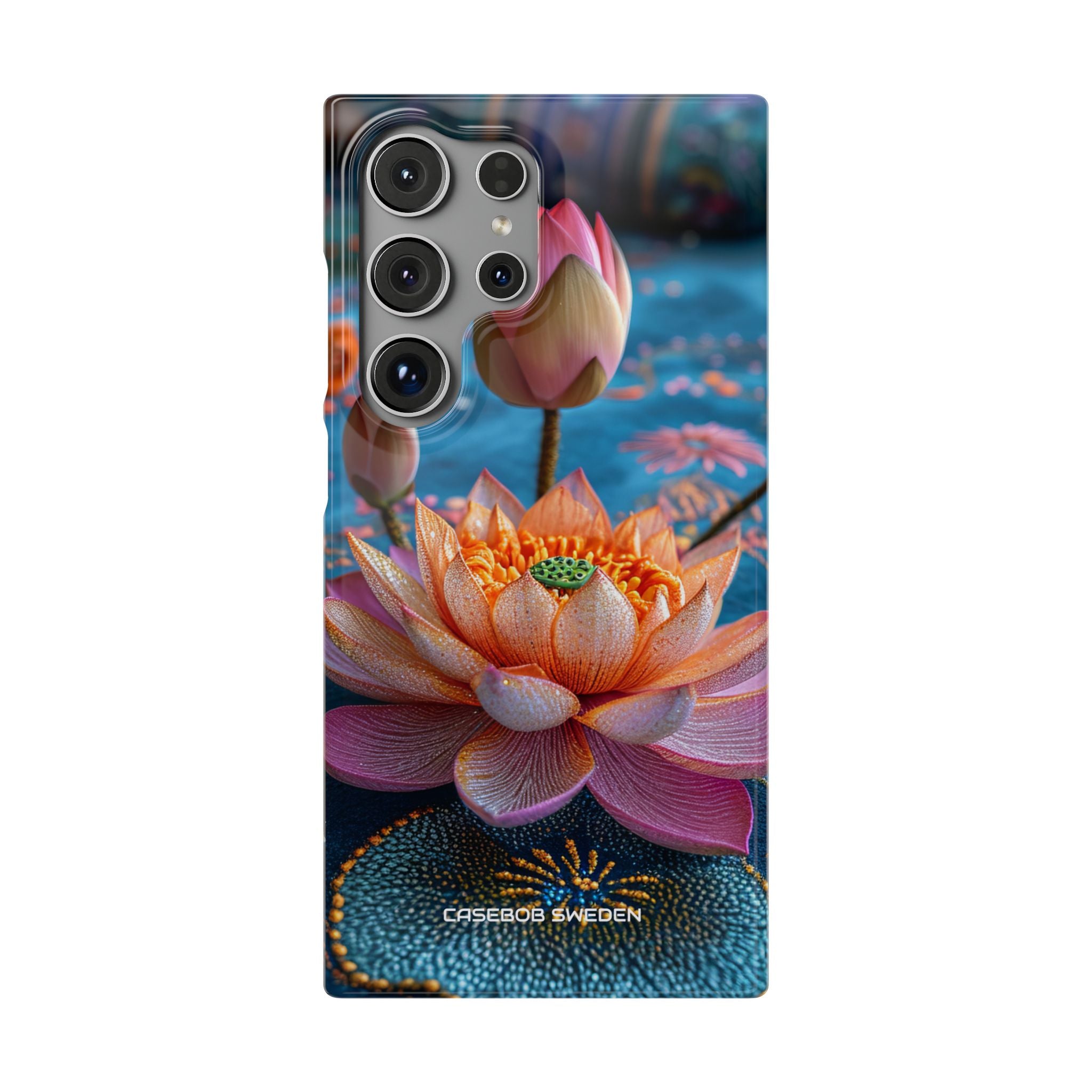 Vibrant Lotus Embroidery - Slim Samsung S24 Phone Case