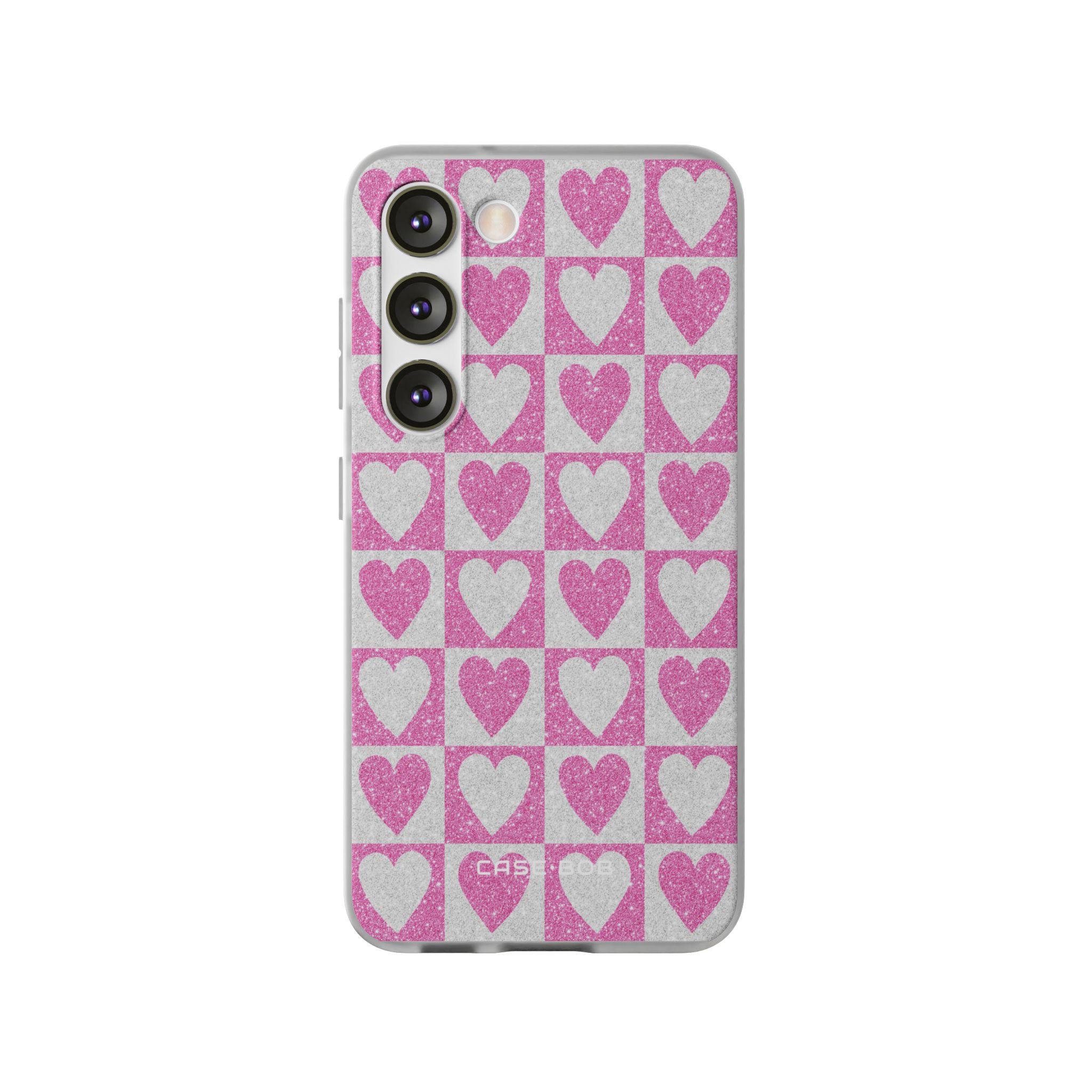 Glitter Heart Grid Samsung S23 Case - Soft