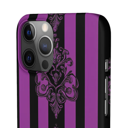 Gothic Elegance with Vertical Stripes and Ornamental Motifs iPhone 12 - Slim Phone Case