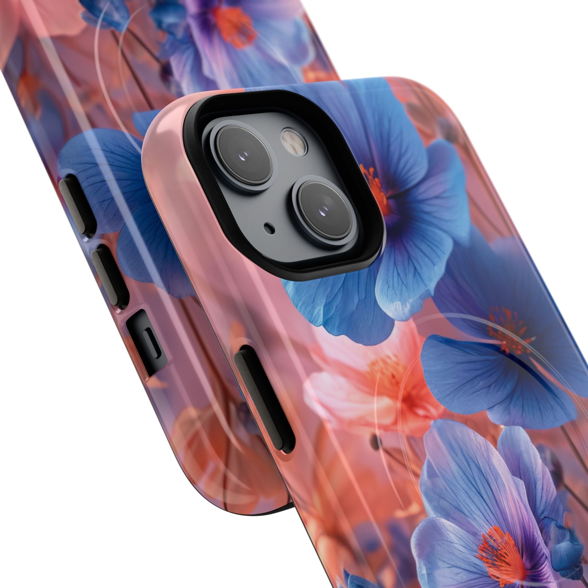 Blue Peach Blossoms - Tough + MagSafe® iPhone 14 Phone Case