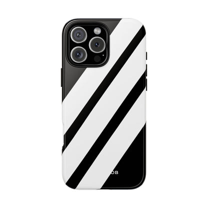 Diagonal Bands Noir iPhone 16 Pro Max Case - Tough