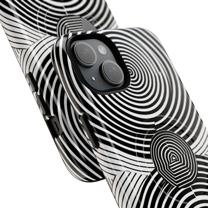 Monochrome Spiral Motion iPhone 15 - Tough+
