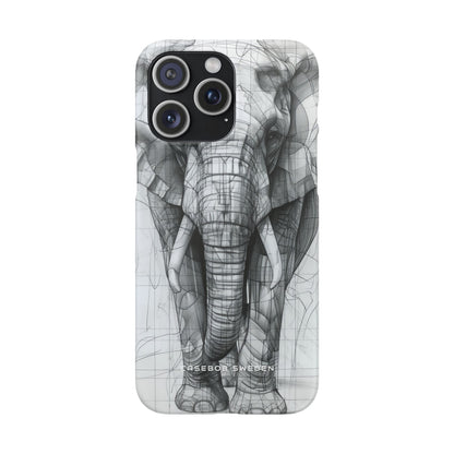 Elephant Line Geometry iPhone 15 - Slim Phone Case