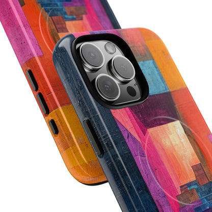 Pink Orange Geometry - Tough + MagSafe® iPhone 16 Phone Case