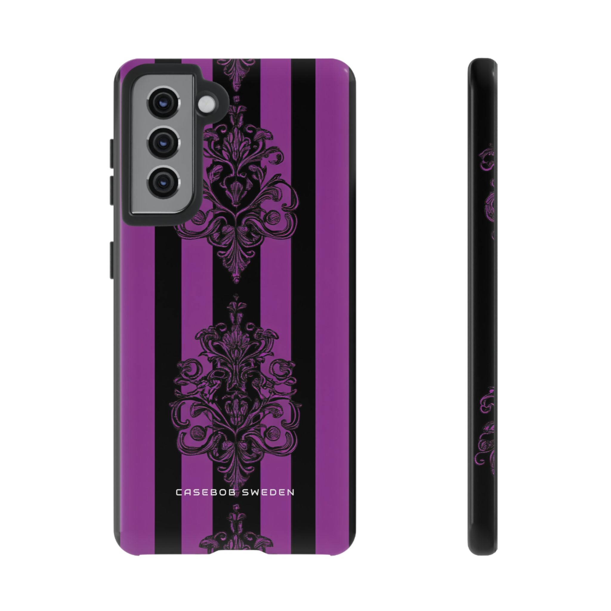 Gotische Eleganz mit vertikalen Streifen und Ornamentmotiven Samsung S21 - Robuste Handyhülle