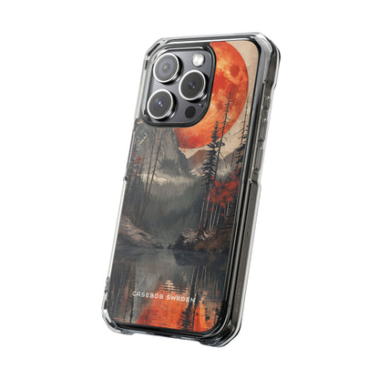 Celestial Glow Over Reflective Landscape iPhone 15 - Clear Impact Phone Case